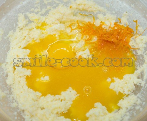 масло с апельсиновым соком, цедрой и яйцом