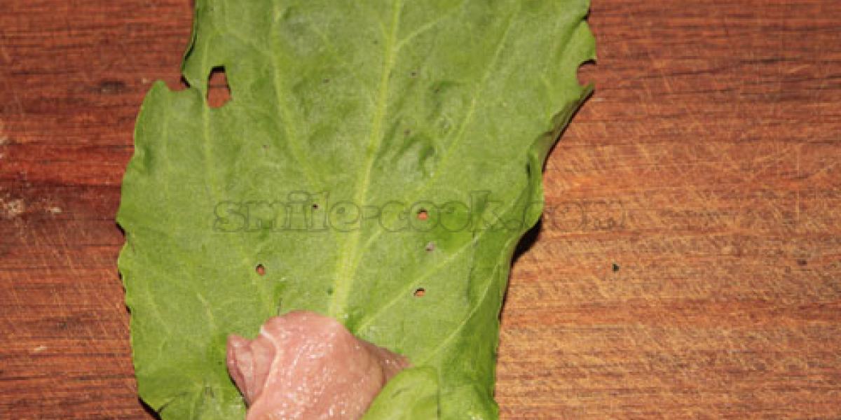 meat in sorrel leaves