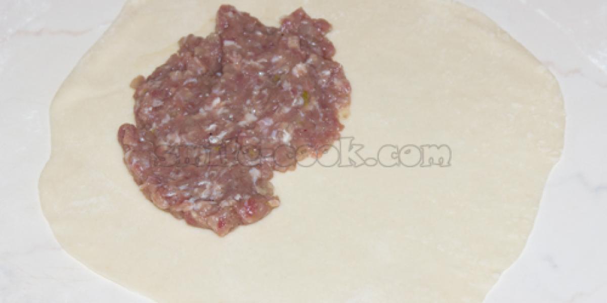 flatbread with minced meat for chebureks