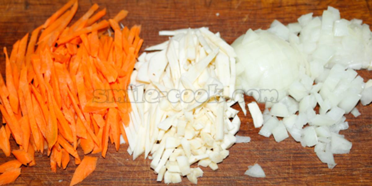 onions, carrots and parsley