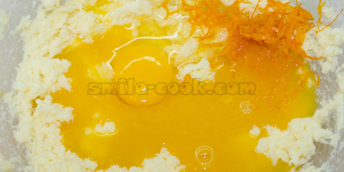 butter with orange juice, zest, and egg