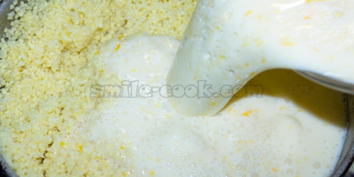 millet with egg and milk mixture