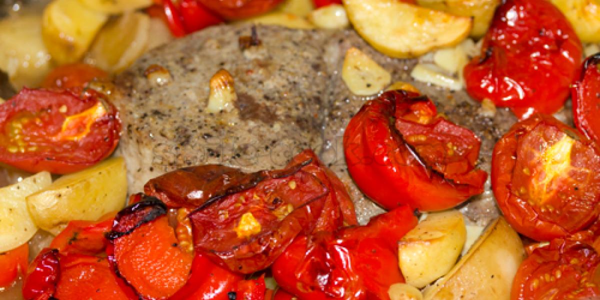 sleeved baked veal with vegetables