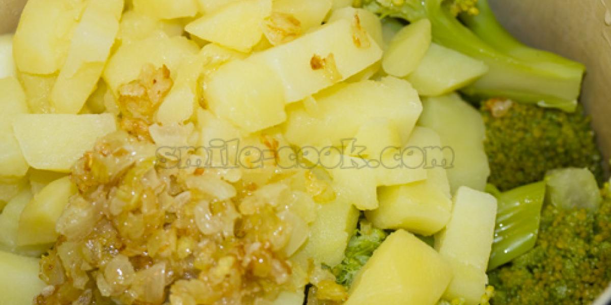 onions, potatoes, and broccoli