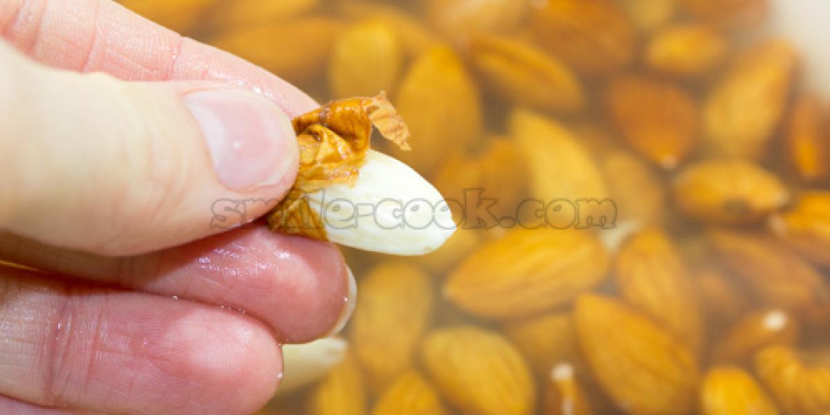 peeling almonds from their skins