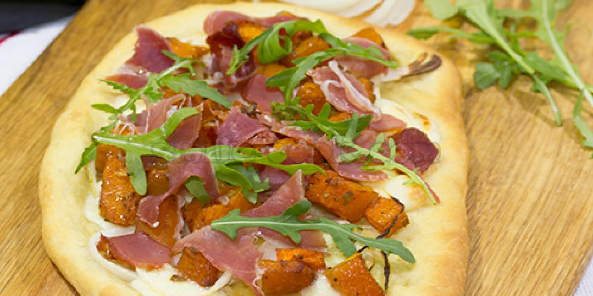 pumpkin and ham pizza